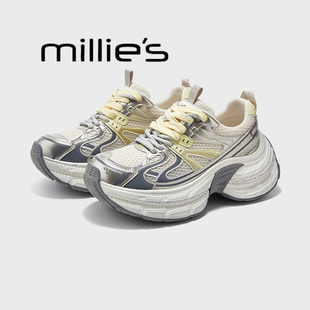 厚底超火透气运动鞋 MILLIE 港风复古炸街洋气老爹鞋 妙丽新款 春