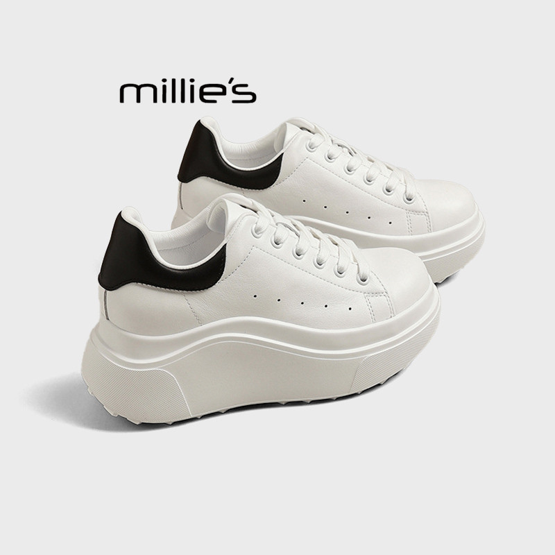 MILLIE'S/妙丽女鞋2026春季款时尚百搭小白鞋简约增高休闲运动鞋,女鞋,休闲板鞋,淘宝优惠券,粉丝福利购,淘宝优惠卷