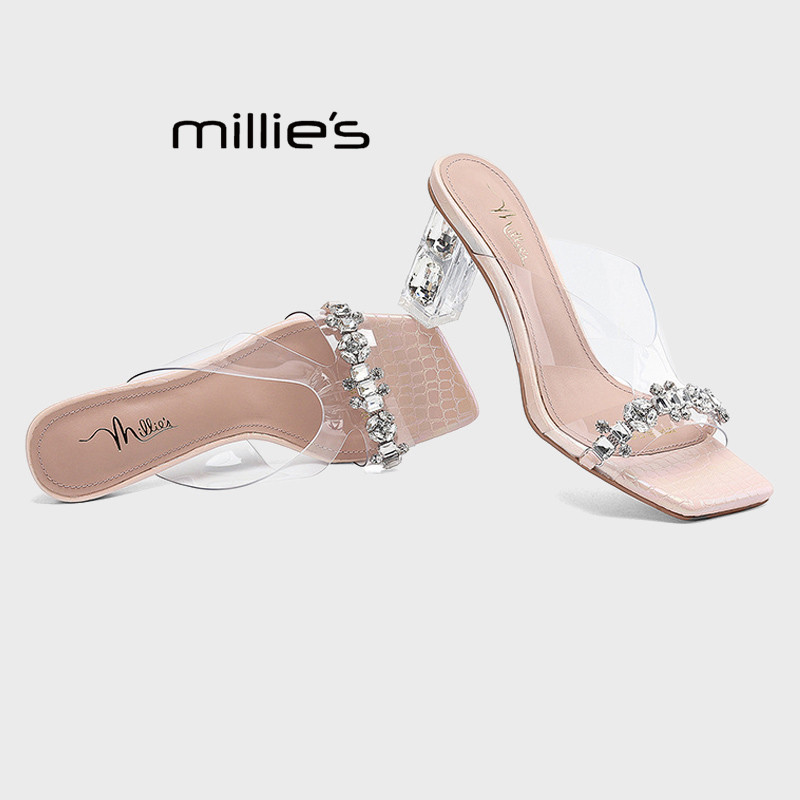 MILLIE'S/妙丽水晶透明露趾凉鞋