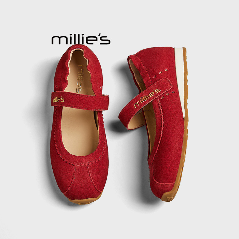 MILLIE'S/妙丽2025新款魔术贴一字带轻便软底芭蕾风玛丽珍鞋女,女鞋,健步鞋,淘宝优惠券,粉丝福利购,淘宝优惠卷