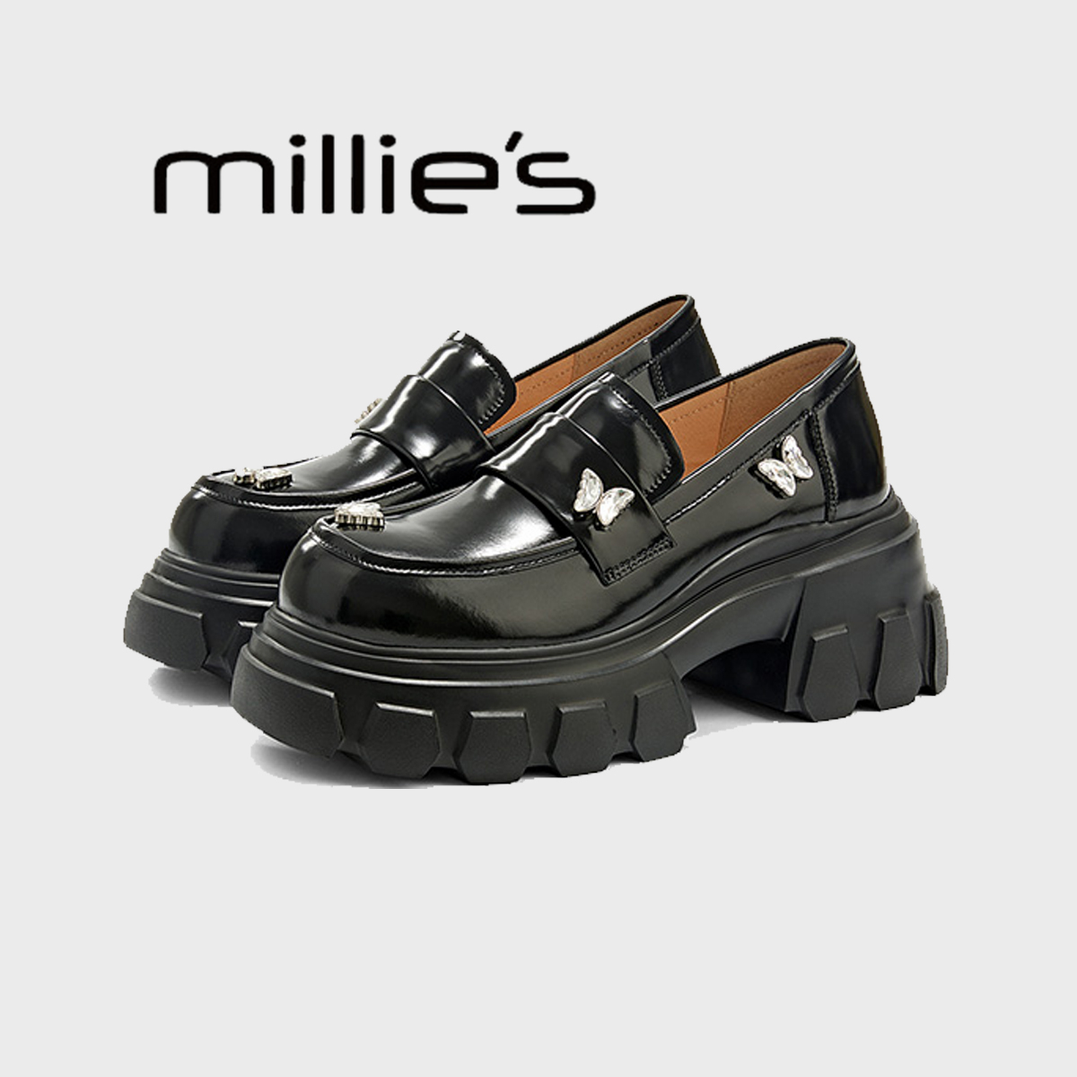 MILLIE'S/妙丽水钻蝴蝶乐福鞋