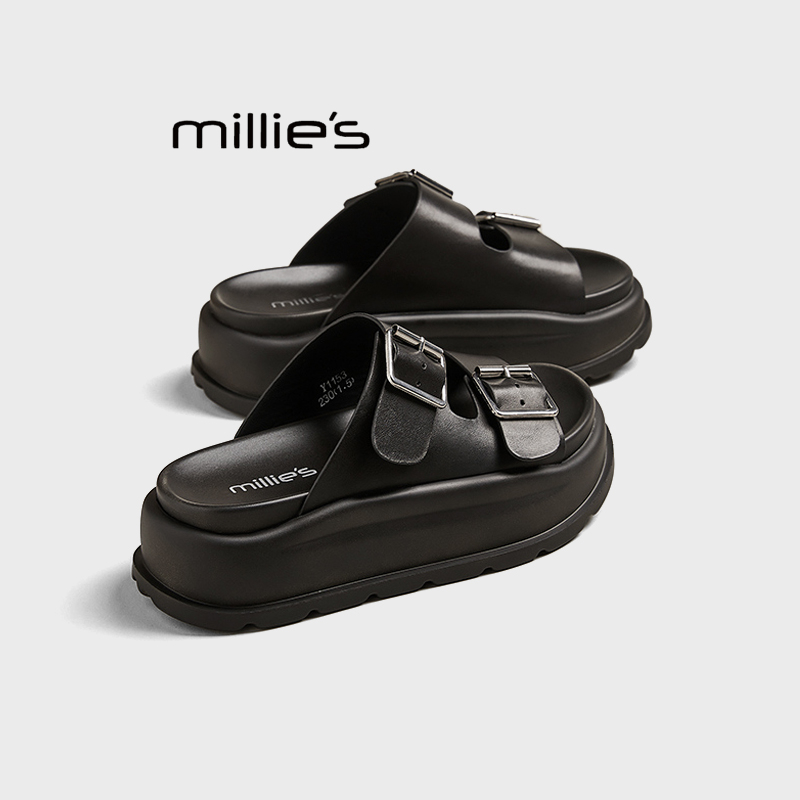MILLIE'S/妙丽厚底外穿拖鞋女