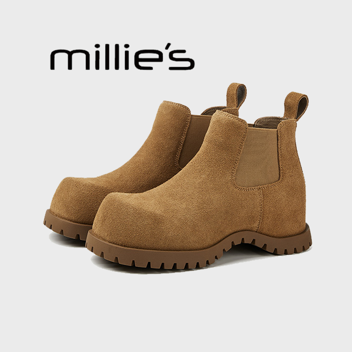 MILLIE'S/妙丽加绒复古短靴