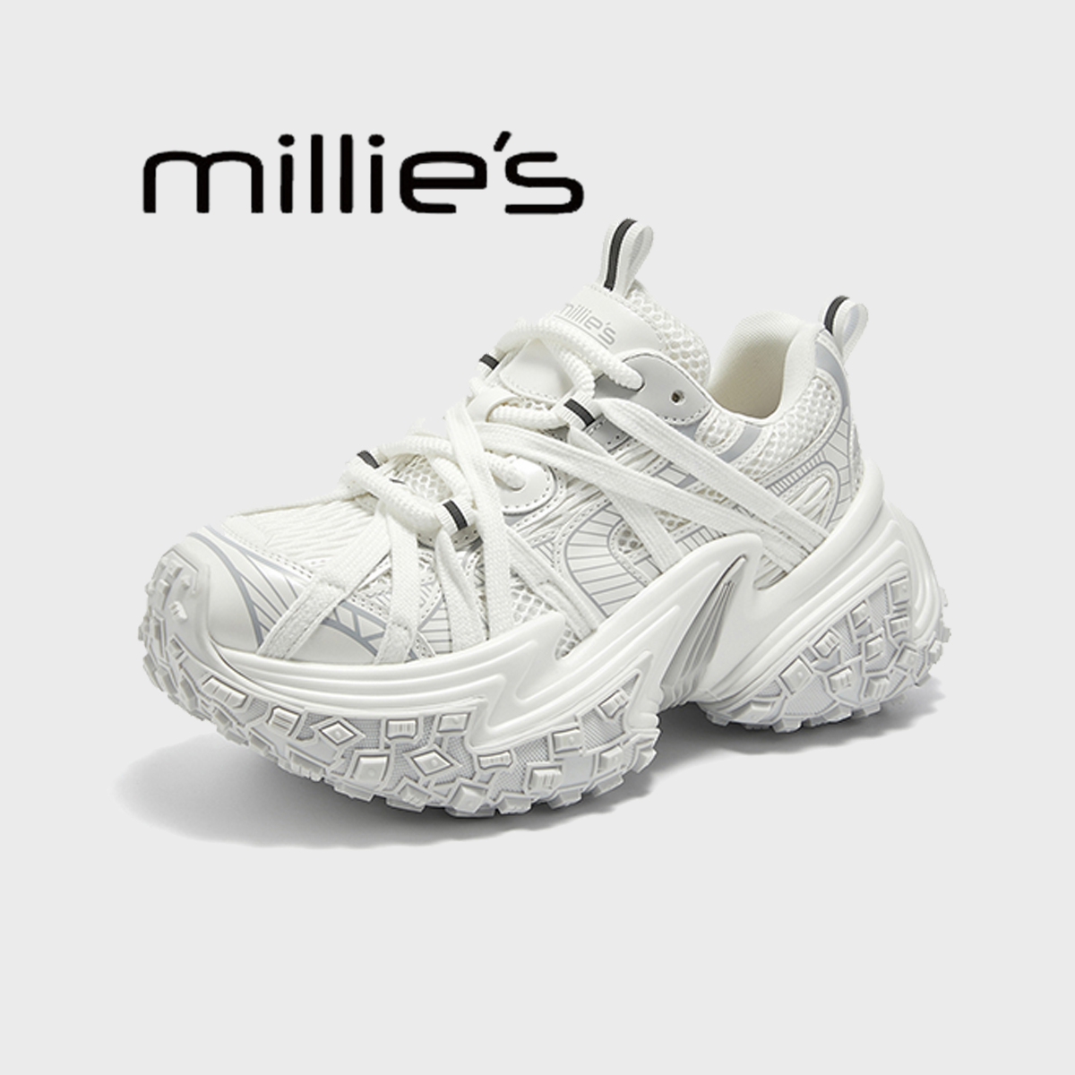 妙丽轮胎厚底绑带老爹鞋