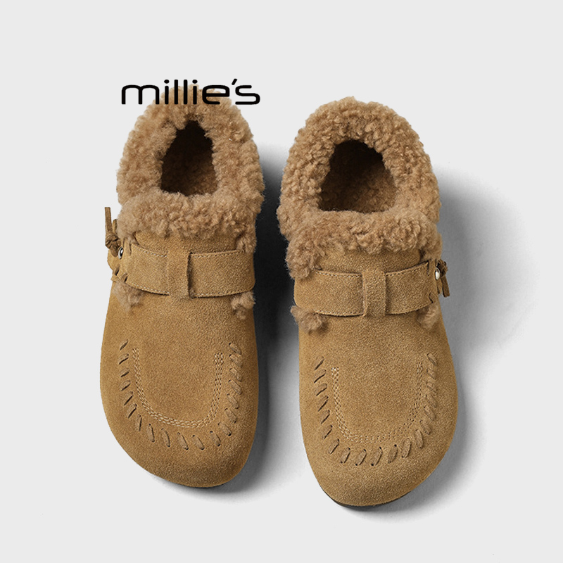 MILLIE'S/妙丽复古加绒毛毛鞋