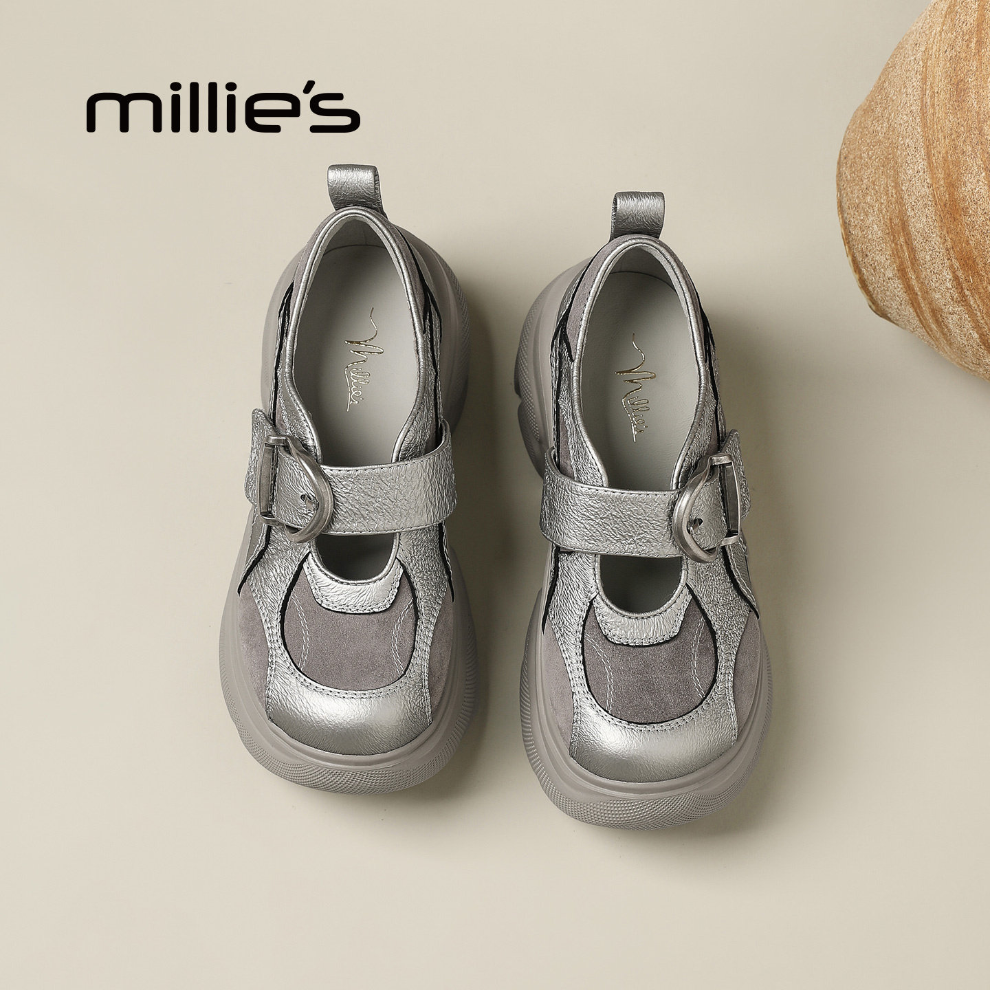 MILLIE'S/妙丽厚底玛丽珍鞋女2026春季魔术贴休闲百搭松糕鞋Q,女鞋,玛丽珍鞋,淘宝优惠券,粉丝福利购,淘宝优惠卷