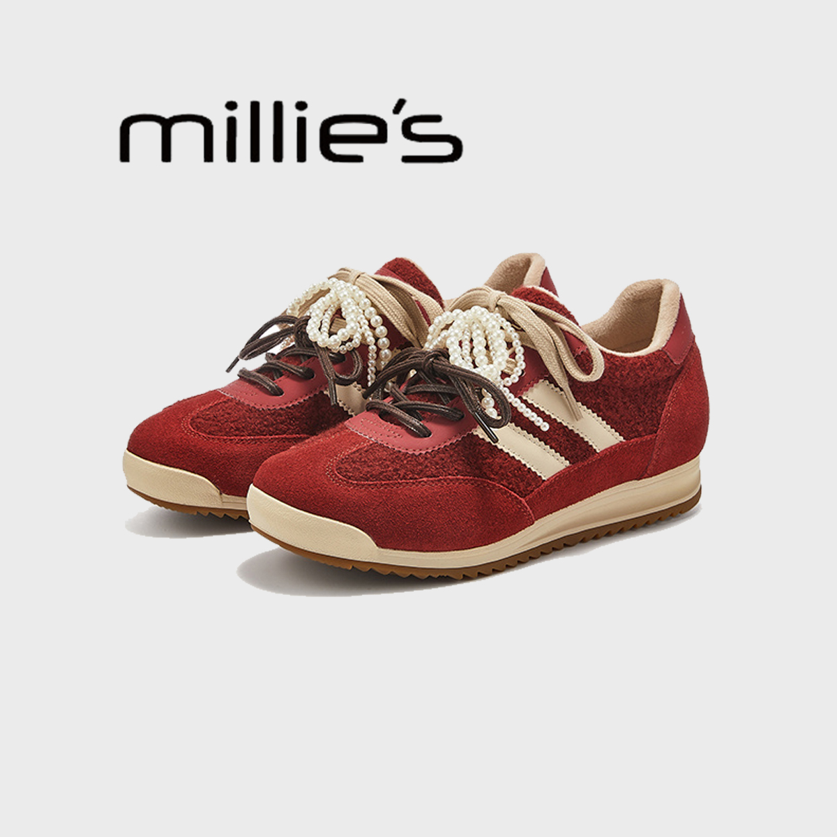 MILLIE'S/妙丽本命年红色德训鞋