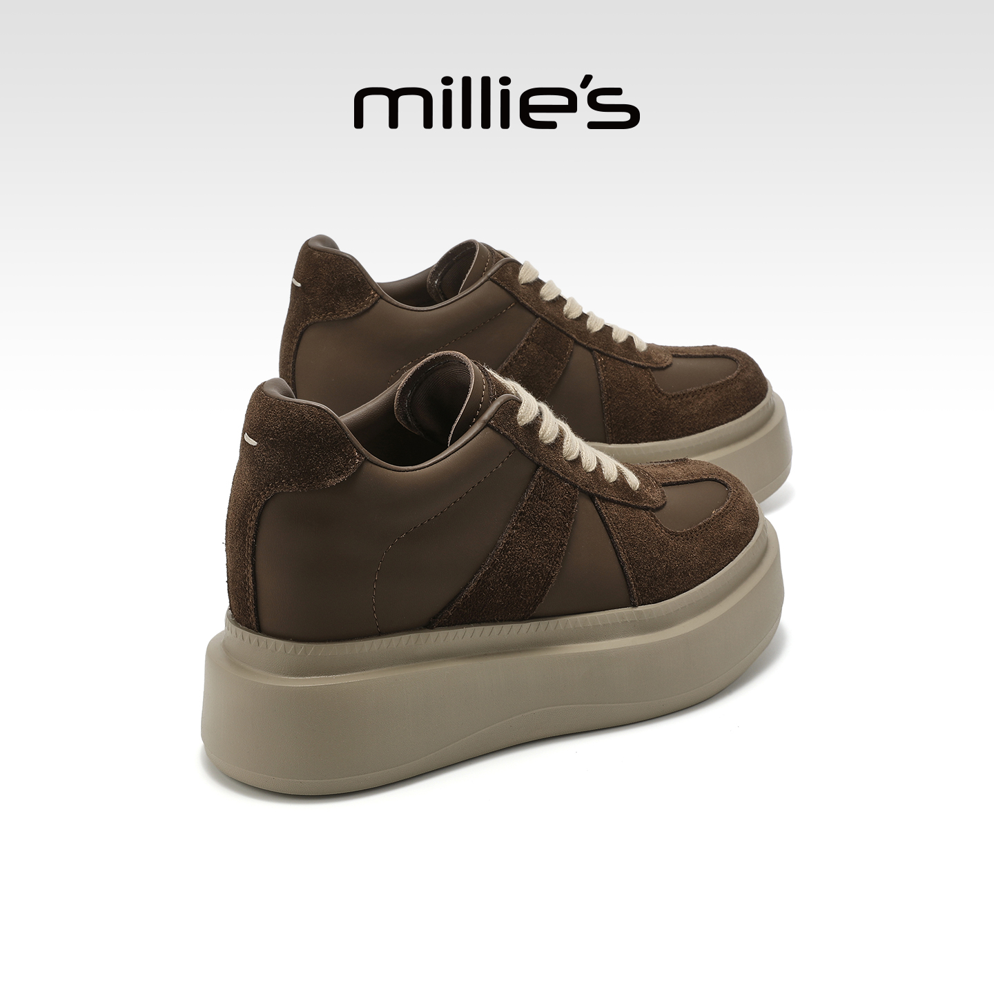 MILLIE'S/妙丽真皮增高板鞋