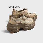 妙丽复古风厚底玛丽珍鞋 女春季 MILLIE 魔术贴增高防水鞋 休闲Q