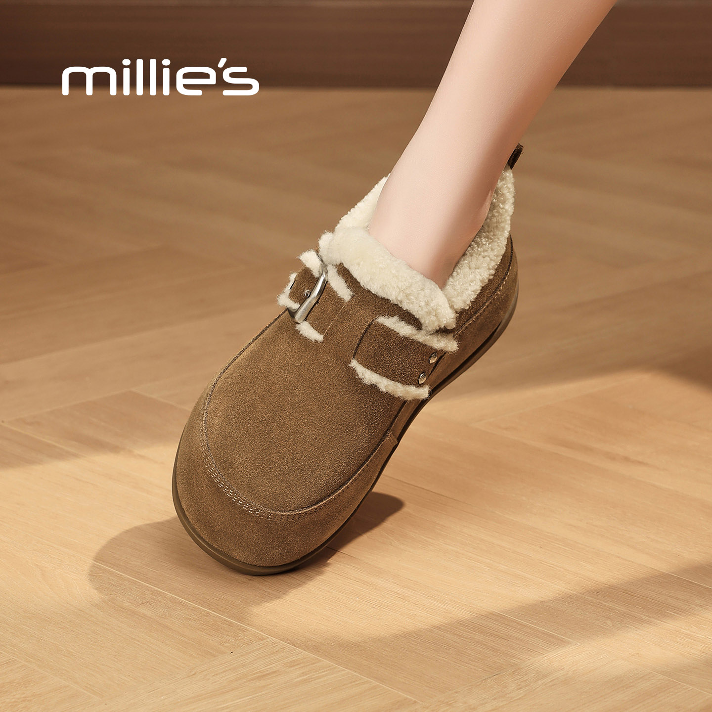 MILLIE'S/妙丽真皮厚底勃肯鞋