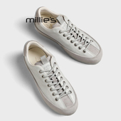 防水鞋 MILLIE 女春季 系带防滑百搭休闲鞋 妙丽复古风低帮德训鞋