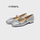 芭蕾浅口单鞋 MILLIE 配裙子低跟Z 女2026春季 款 妙丽银色玛丽珍鞋