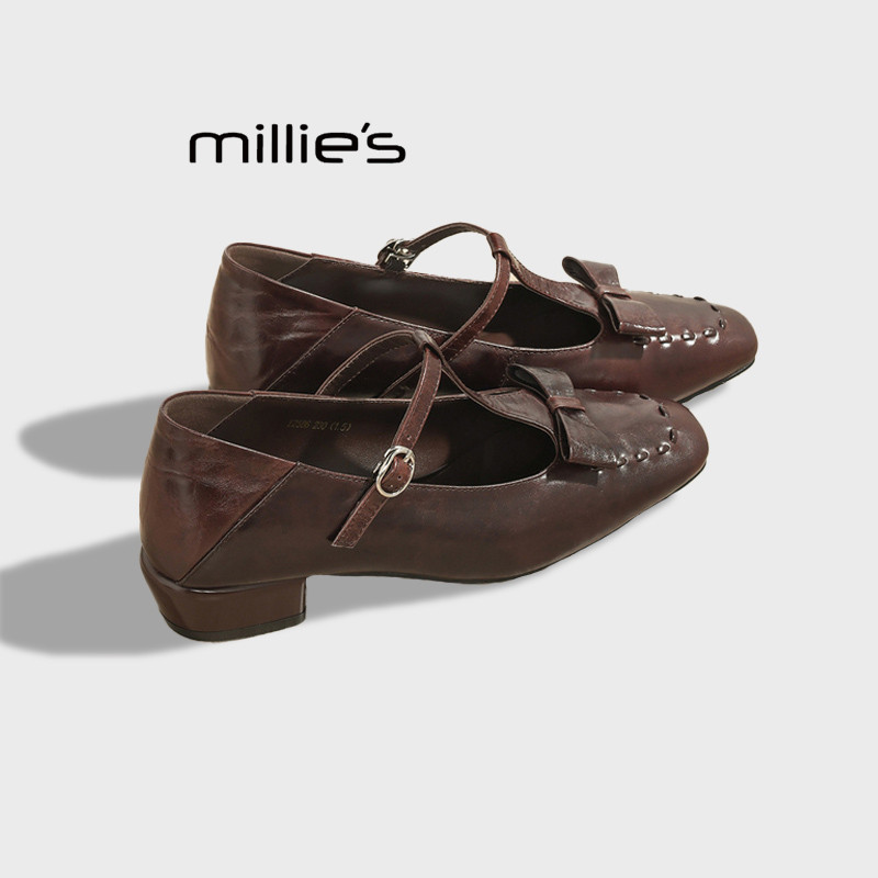 MILLIE'S/妙丽真皮平底单鞋雨鞋
