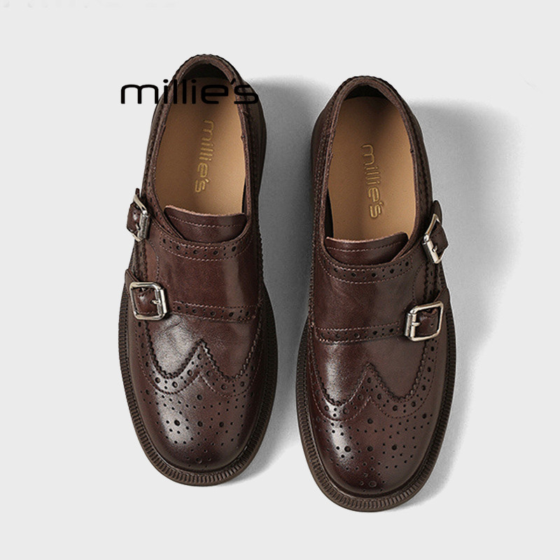 MILLIE'S/妙丽复古雕花布洛克鞋