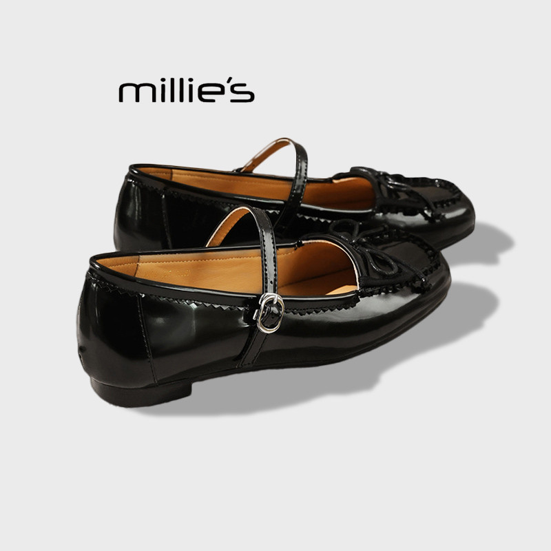 MILLIE'S/妙丽法式方头蝴蝶结单鞋女2026春平底浅口复古玛丽珍鞋,女鞋,玛丽珍鞋,淘宝优惠券,粉丝福利购,淘宝优惠卷