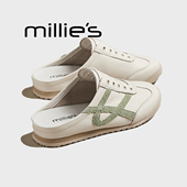 一脚蹬平底小白鞋 妙丽春季 德训鞋 MILLIE 运动阿甘鞋 新款 女时尚