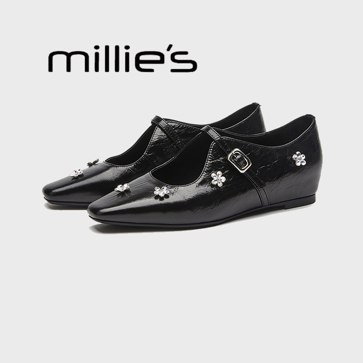 MILLIE'S/妙丽水钻花朵小众设计感单鞋女夏季新款内增高玛丽珍鞋,女鞋,浅口单鞋,淘宝优惠券,粉丝福利购,淘宝优惠卷