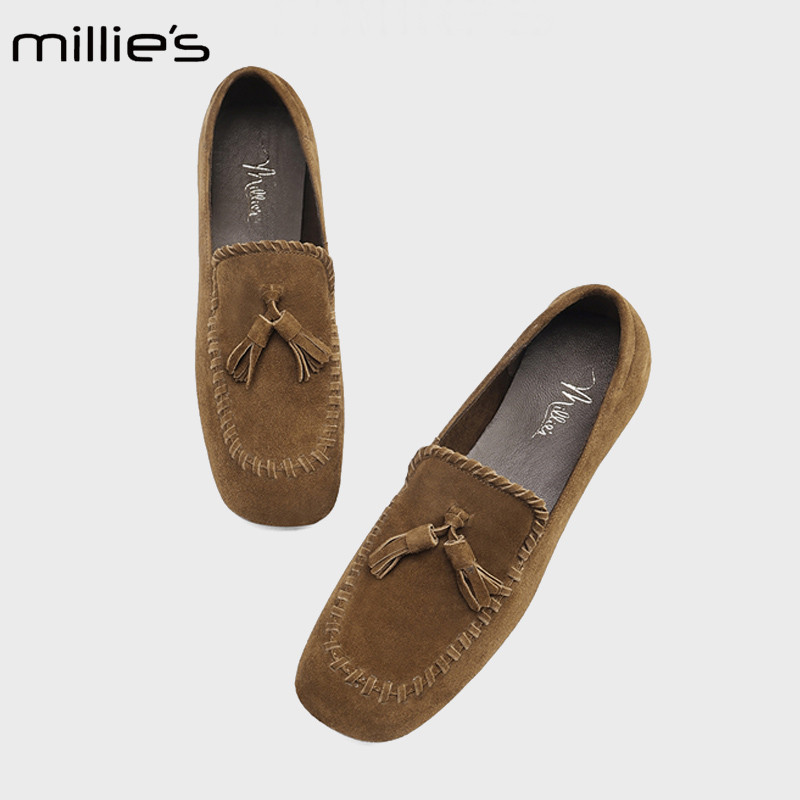 MILLIE'S/妙丽复古流苏懒人单鞋