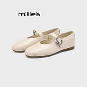一字扣带浅口通勤单鞋 MILLIE 法式 复古风玛丽珍鞋 妙丽2026春季