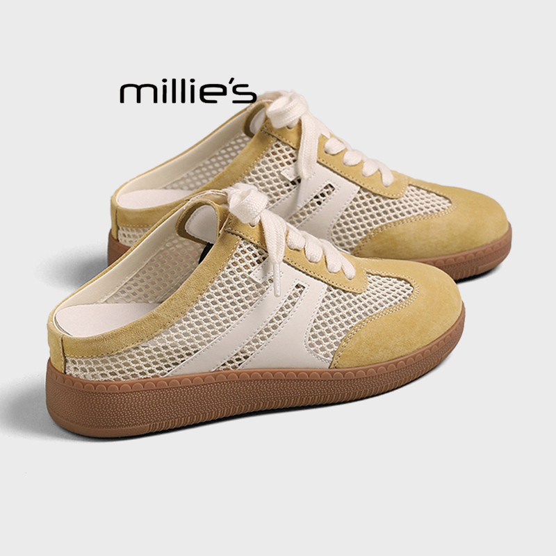 MILLIE'S/妙丽夏季款网面半拖德训鞋女透气百搭懒人一脚蹬休闲鞋Z