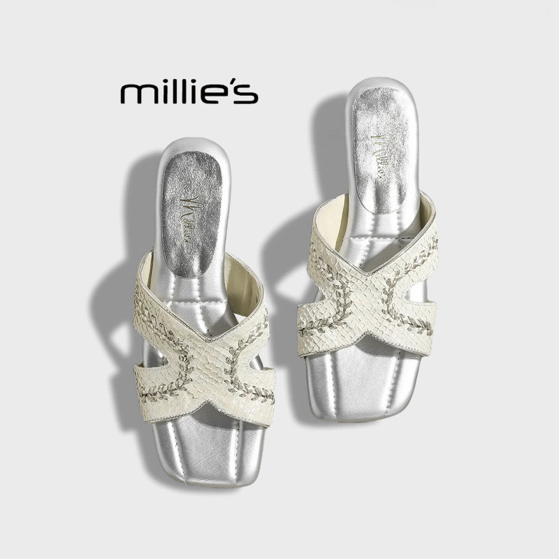 MILLIE'S/妙丽拖鞋女夏外穿2025新款法式凉拖女款一字拖露趾软底,女鞋,一字拖,淘宝优惠券,粉丝福利购,淘宝优惠卷