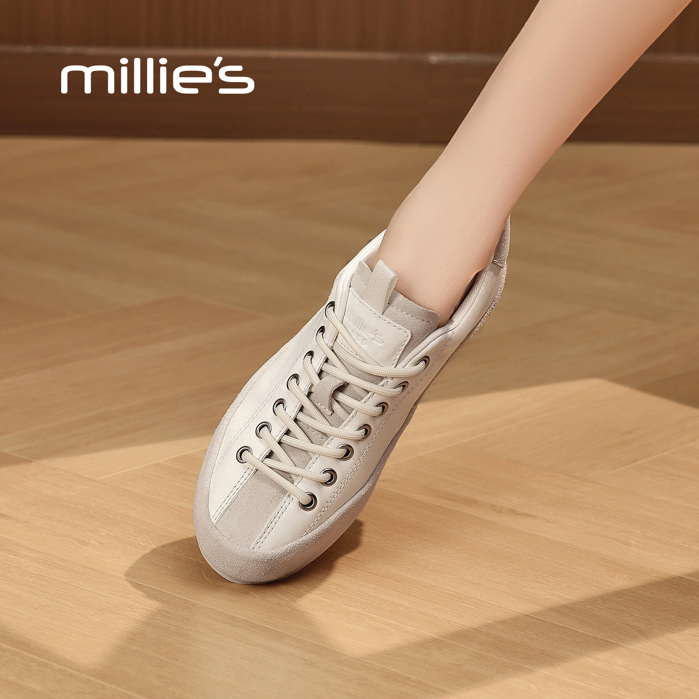 MILLIE'S/妙丽复古德训鞋女2026新款百搭系带平底休闲运动鞋Q,女鞋,老爹鞋,淘宝优惠券,粉丝福利购,淘宝优惠卷