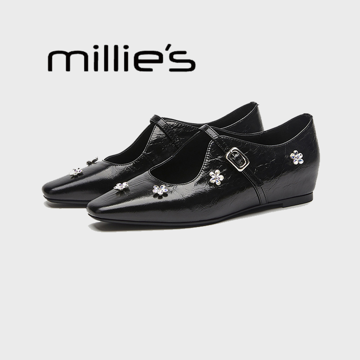 一字带浅口黑色单鞋夏