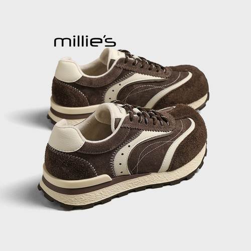 MILLIE'S/妙丽真皮增高老爹鞋女