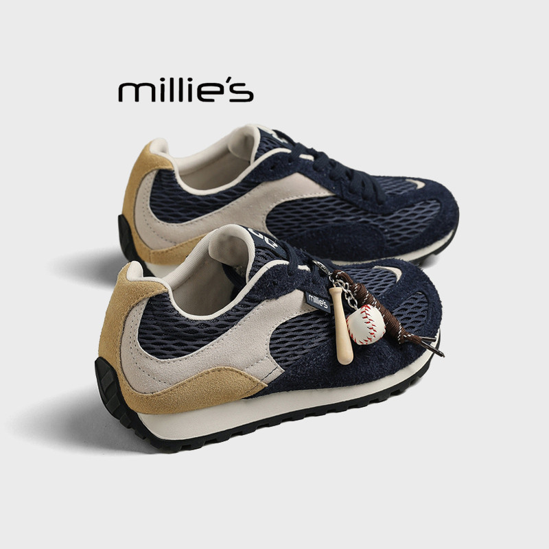 MILLIE'S/妙丽复古棒球德训鞋女2025秋季新款透气休闲运动老爹鞋,女鞋,德训鞋,淘宝优惠券,粉丝福利购,淘宝优惠卷