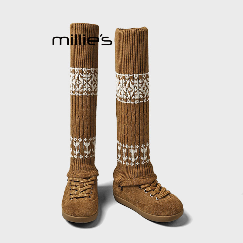 MILLIE'S/妙丽真皮复古板鞋女