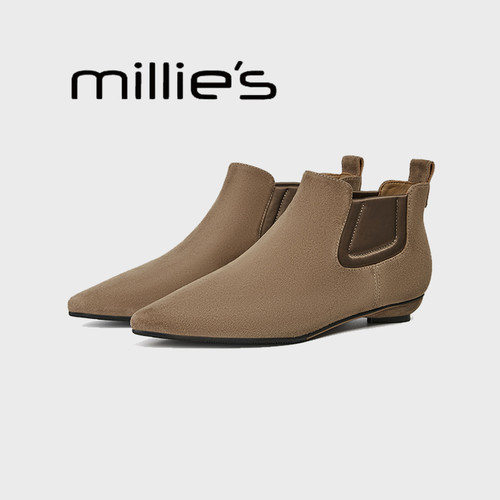 MILLIE'S/妙丽尖头切尔西靴