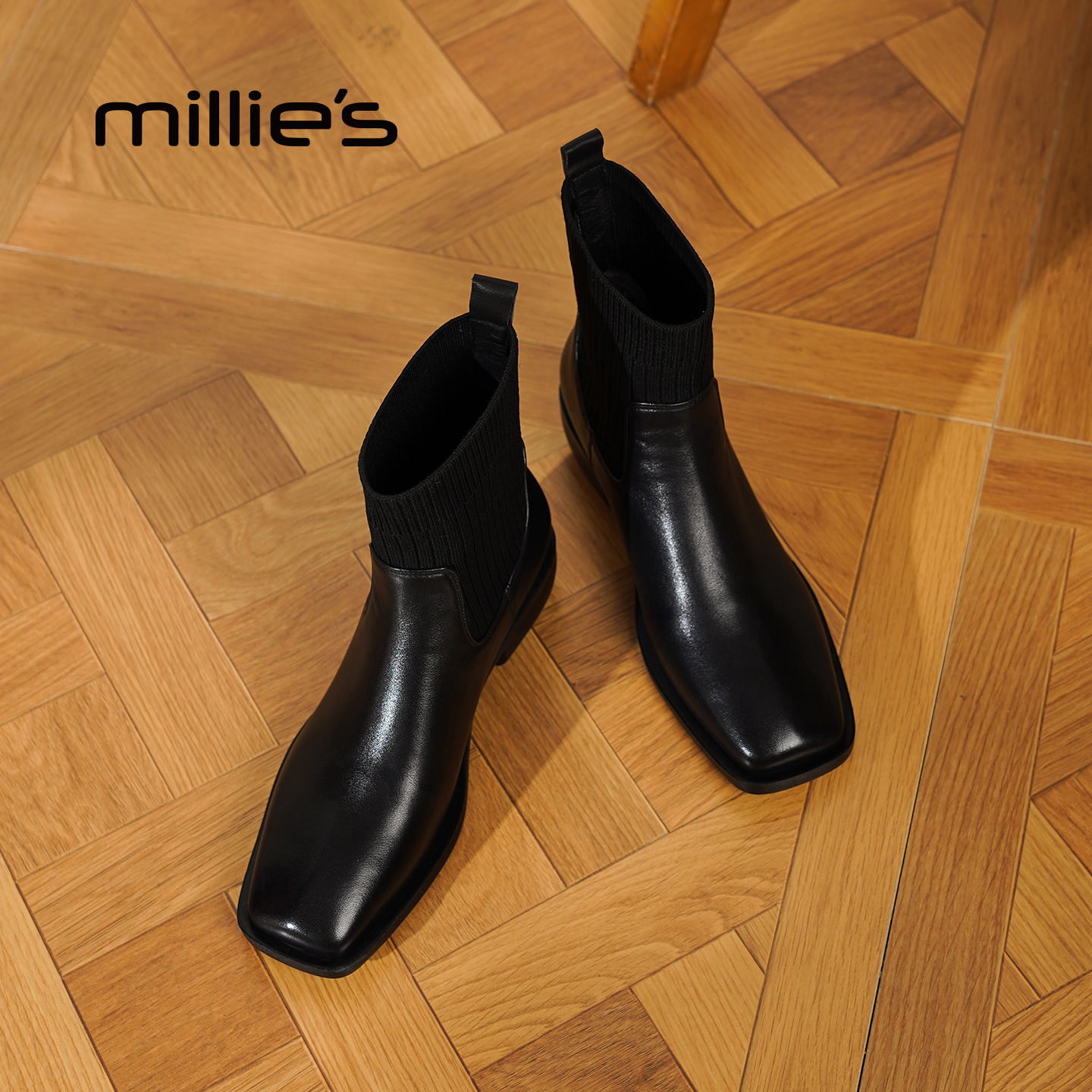 MILLIE'S/妙丽真皮中筒靴女