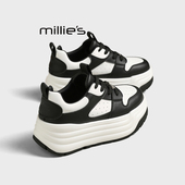 轻便透气百搭运动休闲鞋 MILLIE 女2026秋季 款 妙丽厚底增高板鞋
