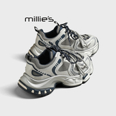 轻便百搭拼接休闲运动鞋 MILLIE 女2026秋季 新款 妙丽增高老爹鞋