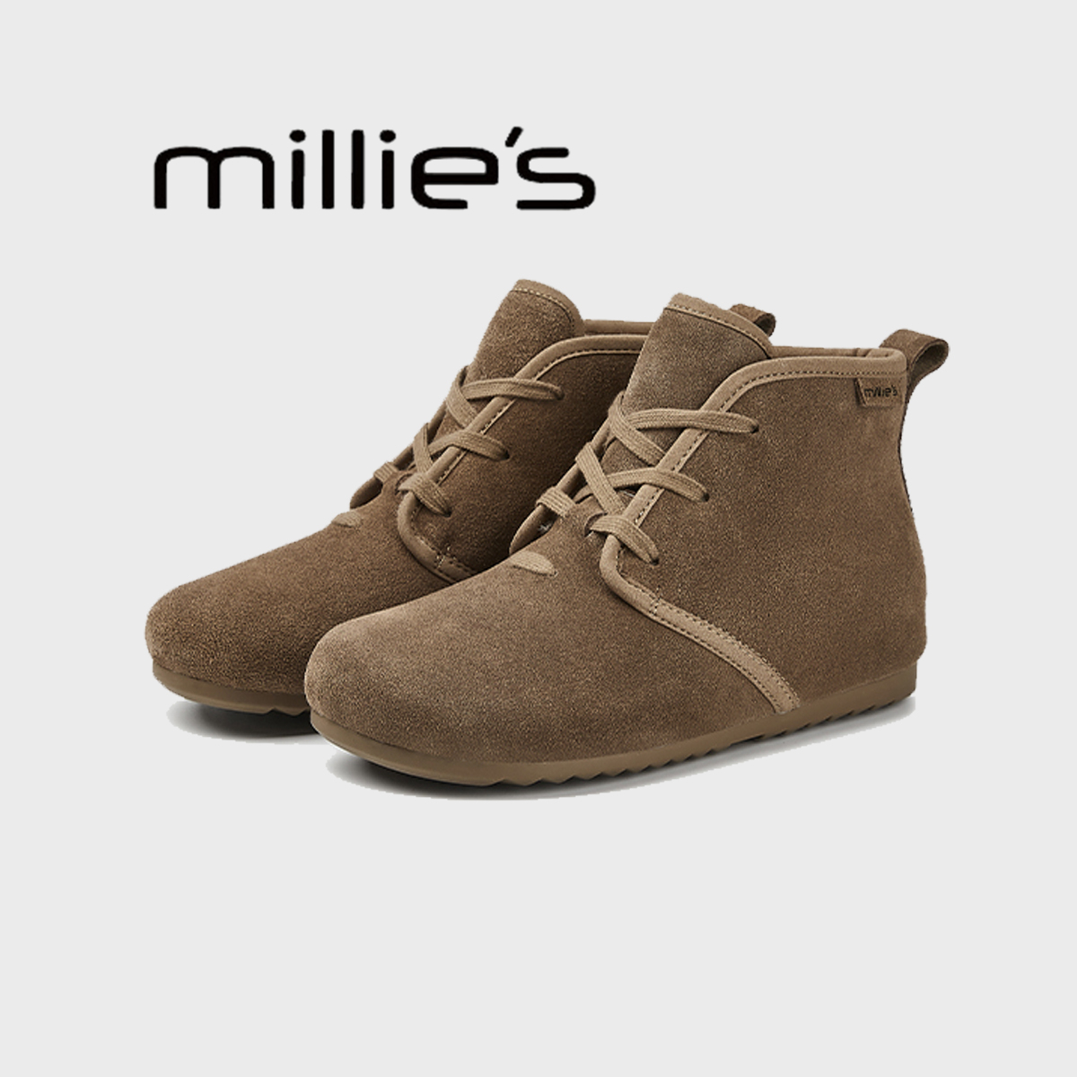 MILLIE'S/妙丽圆头平底高帮交叉绑带轻奢简约时尚休闲雪地靴冬季