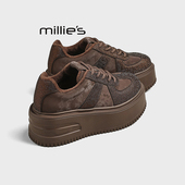 德训鞋 MILLIE 女Z 板鞋 增高运动鞋 妙丽水钻厚底松糕小个子休闲鞋