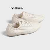 运动休闲阿甘鞋 MILLIE 女2025春季 款 妙丽复古方头芭蕾舞德训鞋