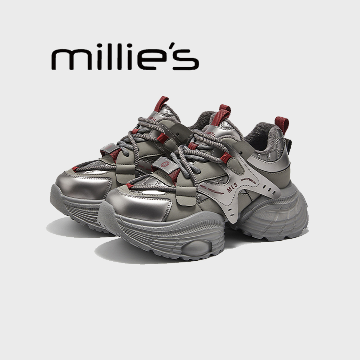 MILLIE'S/妙丽圆头厚底老爹鞋