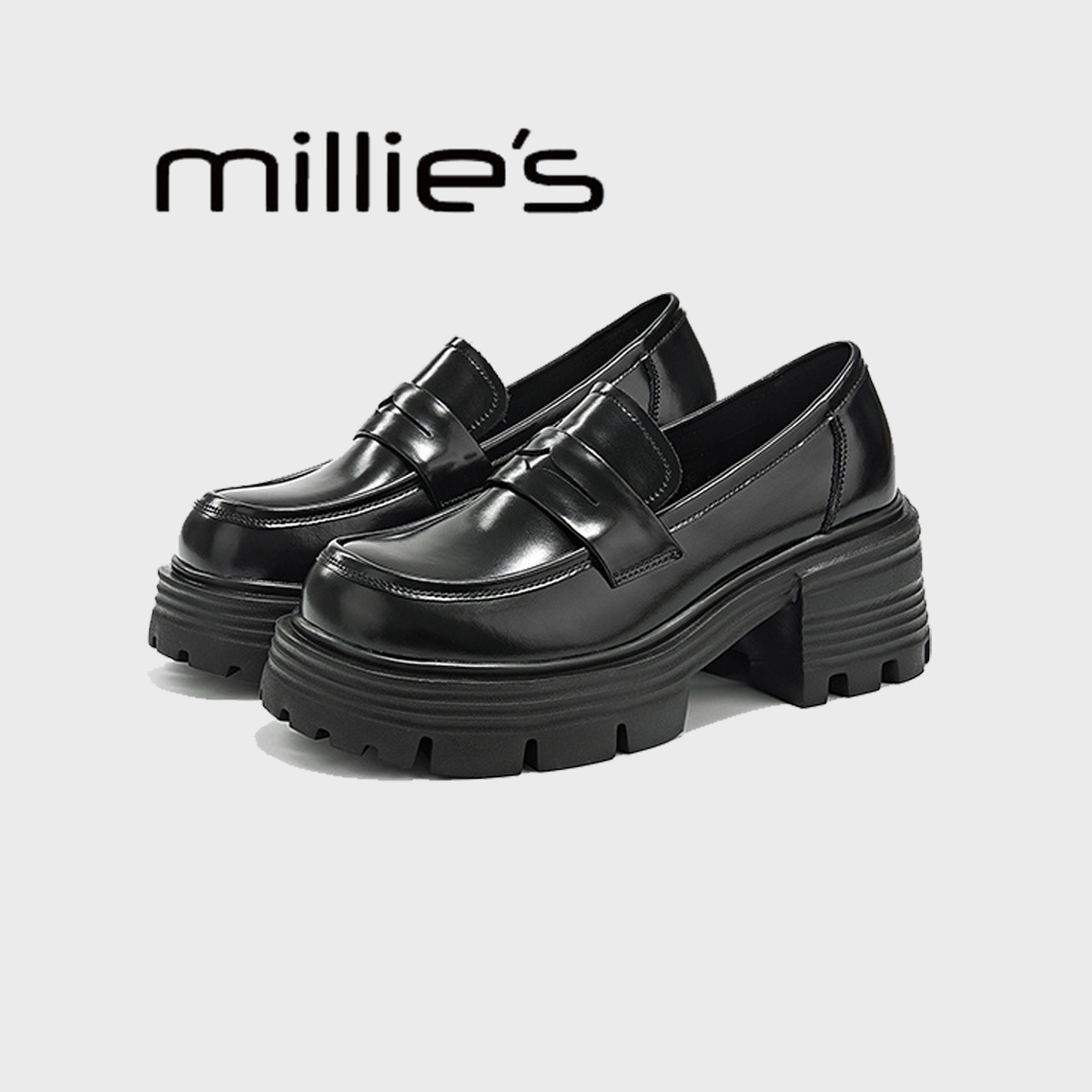 MILLIE'S/妙丽复古真皮乐福鞋