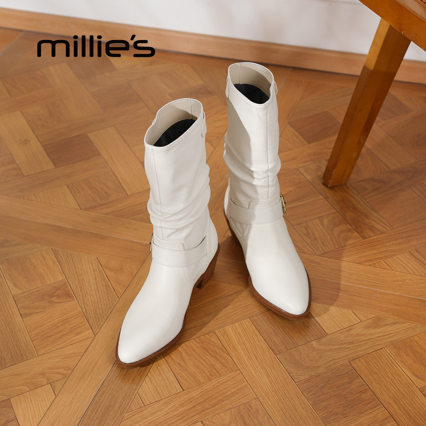MILLIE'S/妙丽皮带扣堆堆靴