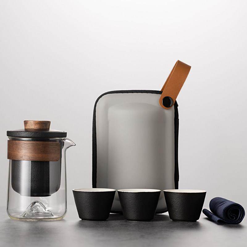 玻璃旅行茶具可携式套装泡茶户外旅游露营喝茶装备功夫茶杯快客杯,餐饮具,旅行茶具,淘宝优惠券,粉丝福利购,淘宝优惠卷