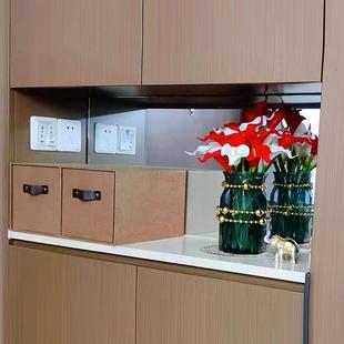 玄关收纳盒桌面抽屉式收纳柜入门口木质钥匙口罩储物盒书架整理盒