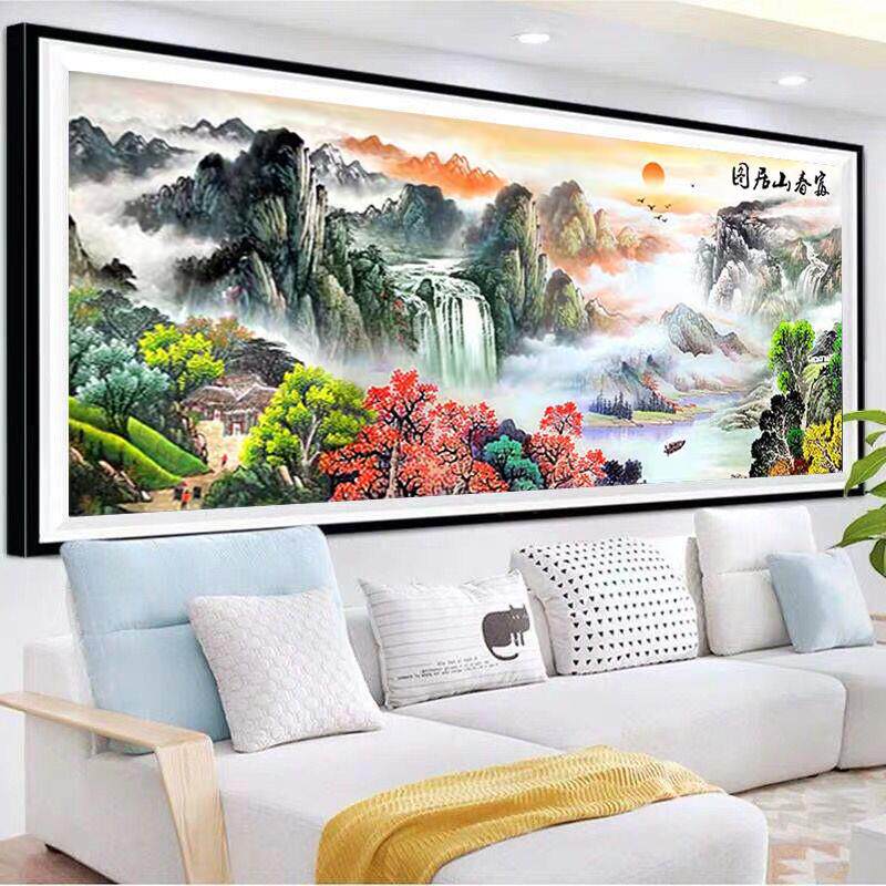 富春山居图5d钻石画 画2023新款客厅满钻十字绣钻石绣高级感山水