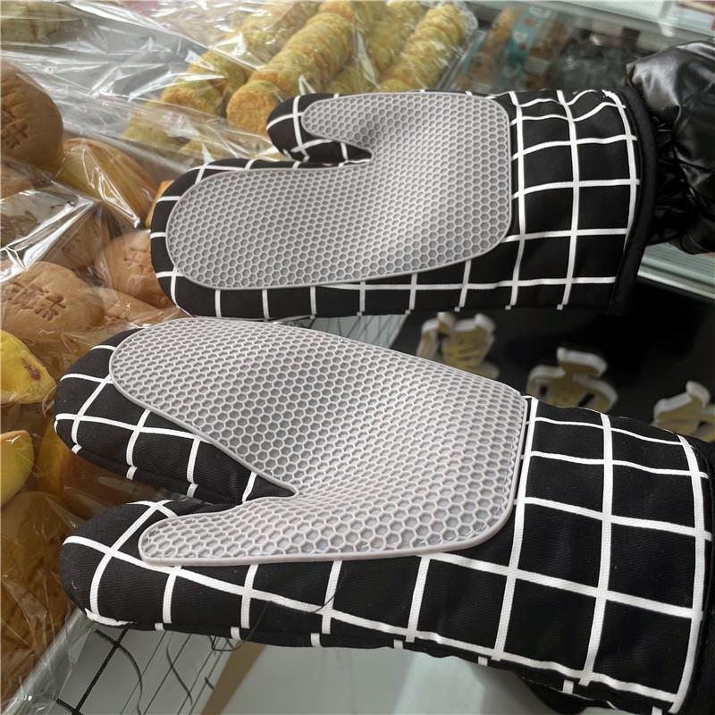 微波炉手套耐高温500度厨房烤箱砂锅烘焙防烫隔热商用短加厚手套