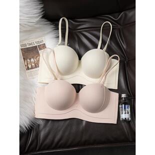 都市丽人半杯内衣女小胸聚拢无钢圈收副乳调整型无肩带防滑文胸罩