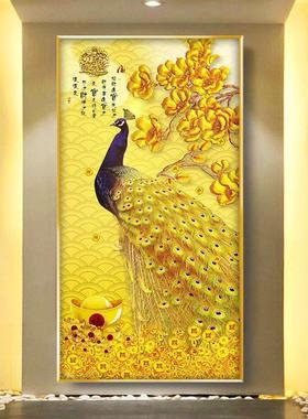 玄关装饰画招财走廊发财树挂画摇钱树金色挂画卧室五福临门挂画