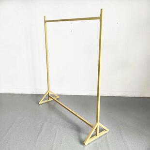 金色衣架杆服装店男女货架展示架落地式中岛架侧挂架衣服架子铁艺
