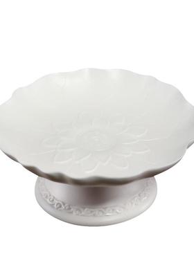 戴玉堂供盘家用供奉陶瓷供果盘佛前水果盘供佛莲花贡盘高脚供品盘