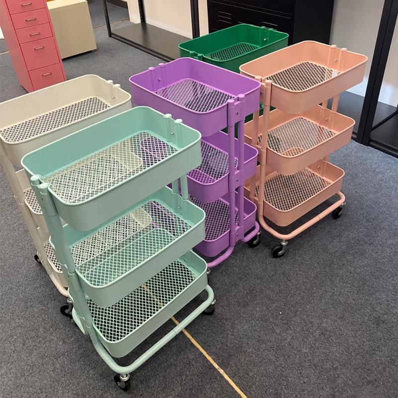 小推车置物架用落地多层婴儿用品收纳客厅厨房美容院移动收纳层架