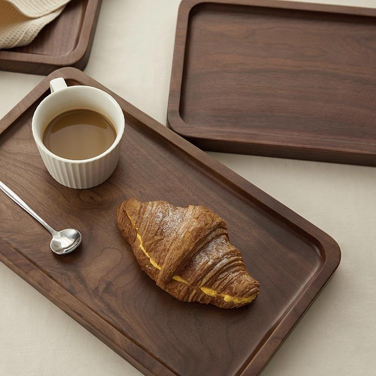 北美黑胡桃木托盘长方形咖啡茶盘家用高级精致实木木质托盘餐盘